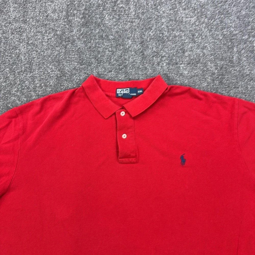 VTG Polo Ralph Lauren Polo Shirt Mens 2XL Red 100% Cotton Knit Logo Short Sleeve - Picture 2 of 7